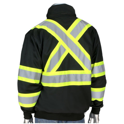 Two-Tone X-Back Full Zip Fleece Black Sweatshirt