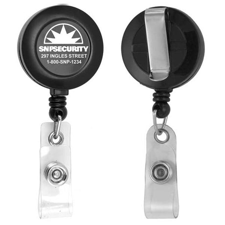 "Lorain VL" Round Retractable Badge Reel & Holder w/Metal Slip Clip Backing (Spot Color)