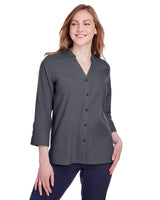 DEVON AND JONES Ladies' Crown Collection® Stretch Pinpoint Chambray 3/4 Sleeve Blouse