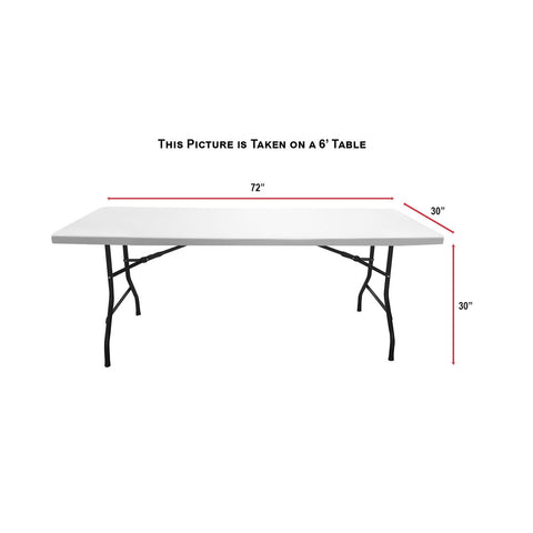 48 Hr Quick Ship - Sublimated PREMIUM Cloth for 6' table, Drape style, Closed Back, Rounded Corners