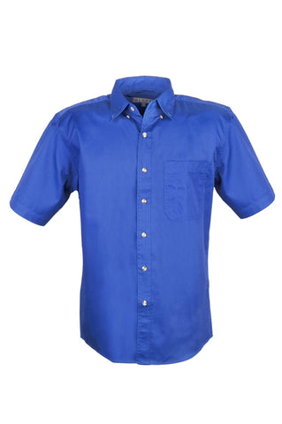 MEN EASY CARE COTTON BLEND DRESS SHIRTS SHORT Sleeve Tall (Blue) (LT-3XLT)