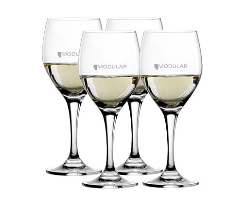 Stolzle White Adela 15oz crystal wine glass set of 4 in a retail gift box