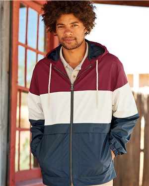 Weatherproof Vintage Colorblocked Hooded Rain Jacket