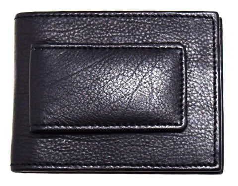 Magnet Money clip & card case black leather RFID