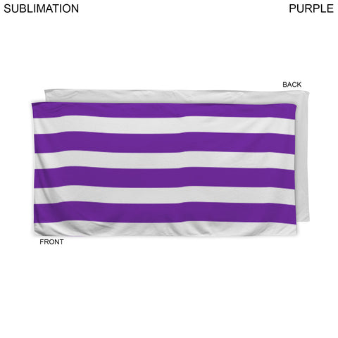 Cabana Stripe Sublimated Plush and Soft Velour Terry Beach Towel, 30x60