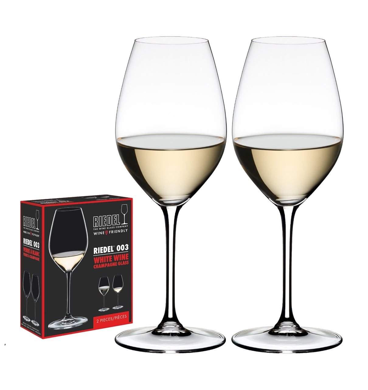 Friendly 003, 15.5oz RIEDEL crystal stemmed wine glass S/2 in an RIEDEL Retail gift box (Undecorated
