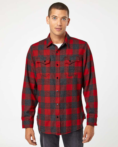 Burnside® Snap Front Long Sleeve Plaid Flannel Shirt