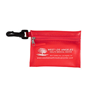 "Parkway" 7 Piece First Aid Kit Components inserted into Translucent Zipper Pouch