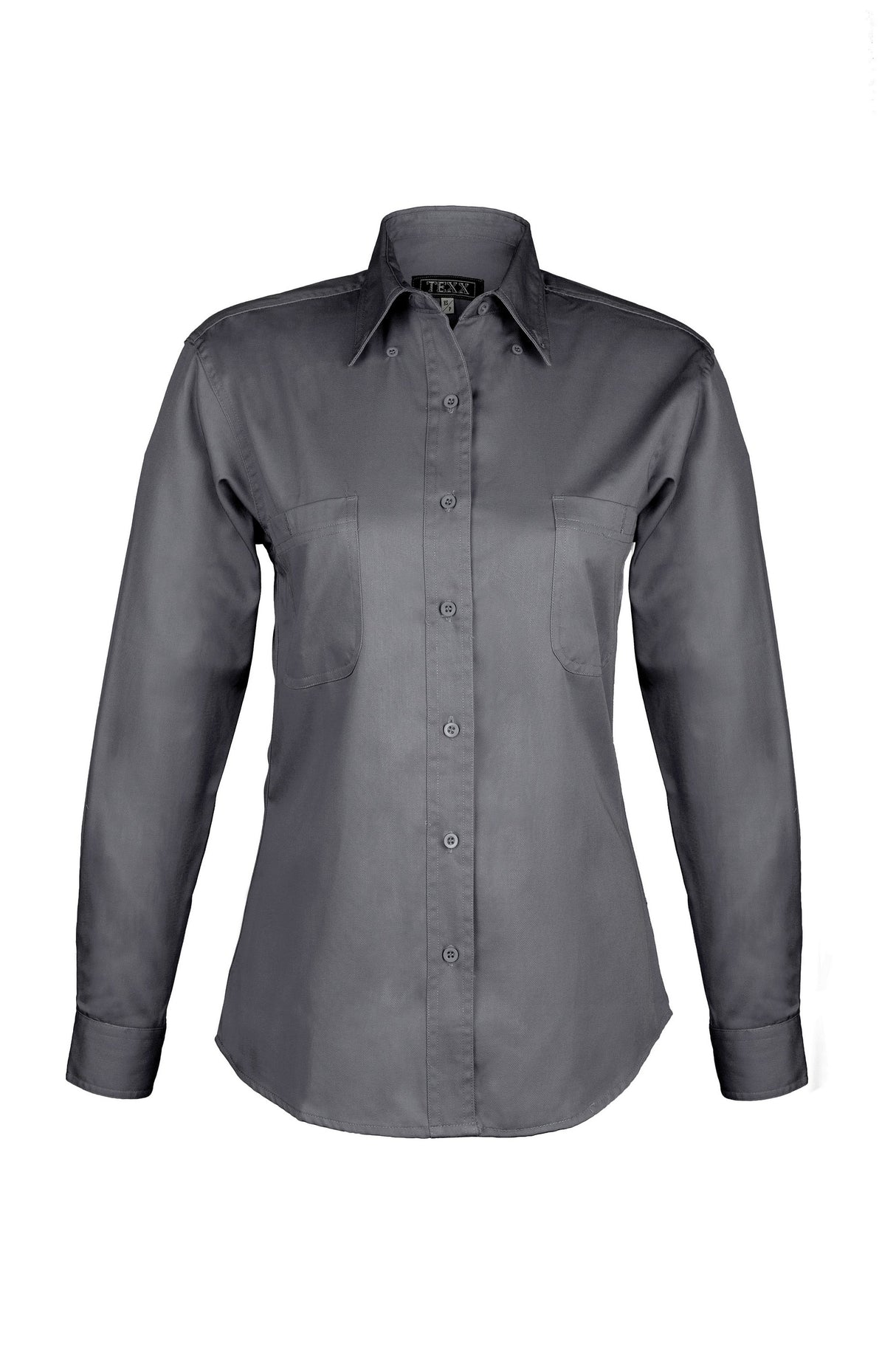 Ladies Cotton Blend Twill Long Sleeve Shirt (GREY) (XS-3XL)