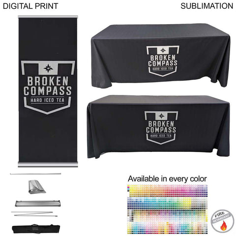Deluxe Tradeshow Package, Deluxe Retractable Banner + Premium Sublimated tablecloth for 6' table