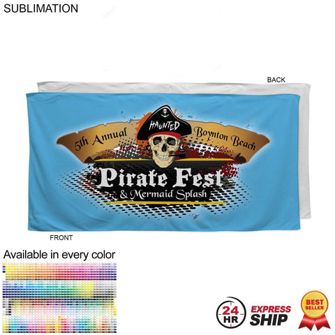 24 Hr Express Ship - Absorbent Microfiber Dri-Lite Terry Beach, Shower Towel, 30x60, Sublimated