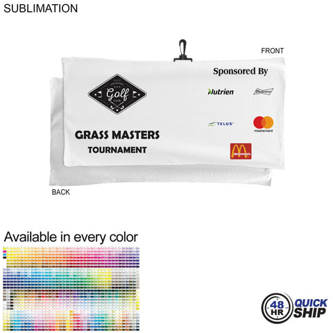 48 Hr Quick Ship - Oversized Golf Towel in Microfiber Terry, 22x44, with Black Hook, Sublimated