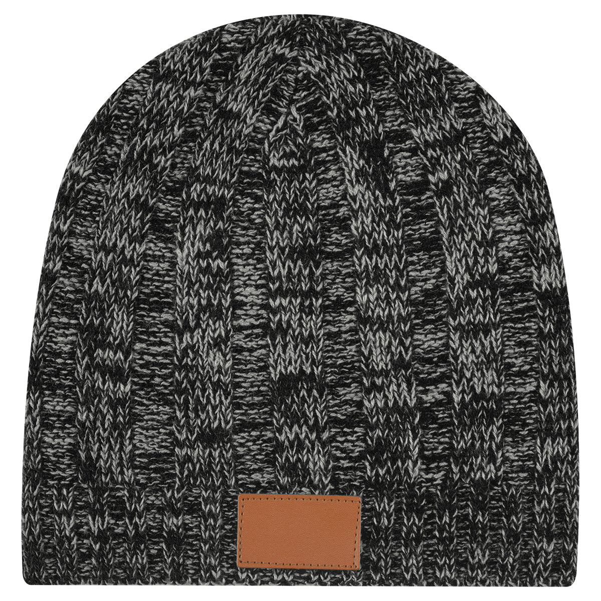 Knit Beanie With Leather Tag