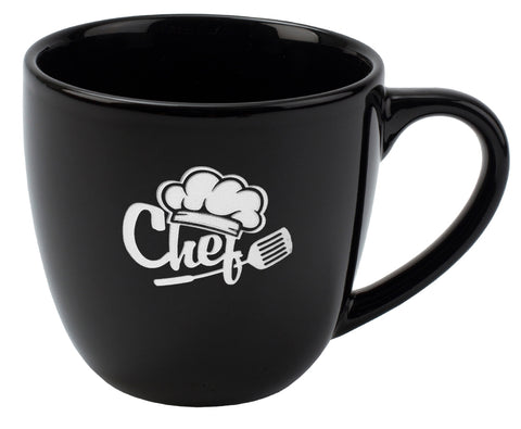 Cappuccino 16oz black mug vitrified - Etched