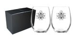 ~Veranda 21oz stemless wine S/2 in Mystique gift box