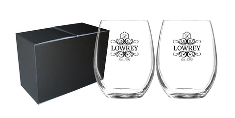 ~Veranda 21oz stemless wine S/2 in Mystique gift box