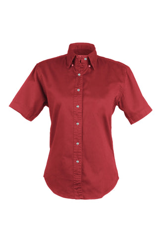 Ladies EASY CARE COTTON BLEND DRESS SHIRTS Short Sleeve(RED) (XS-3XL)