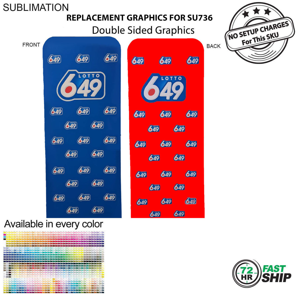 72 Hr Fast Ship - Replacement Full Color Graphics Double Sided for 3'W x 90"H EuroFit Banner