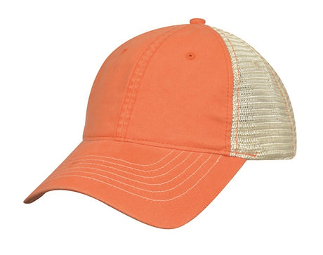 Bio-Washed Cotton Twill Front Cap w/Soft Mesh Sides & Back