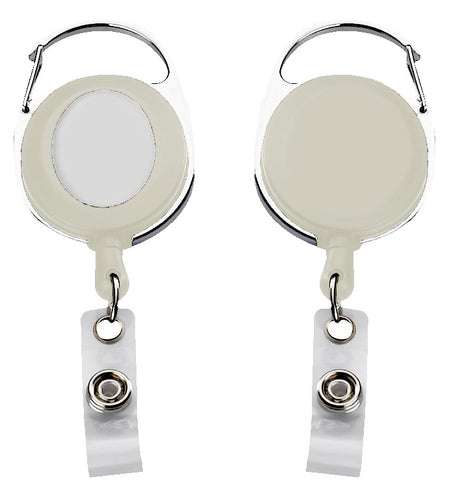 Metal Oval Retractable Badge Reel w/Carabiner