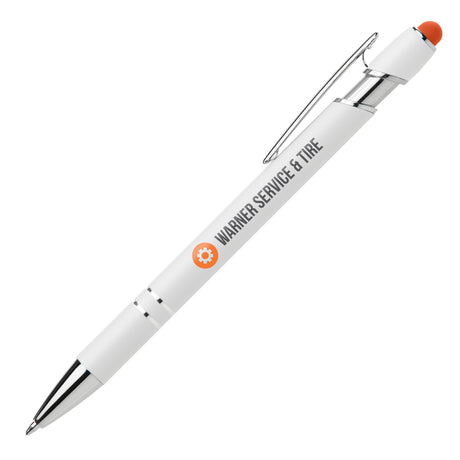 Ellipse Softy White Barrel Pen w/ Stylus - ColorJet