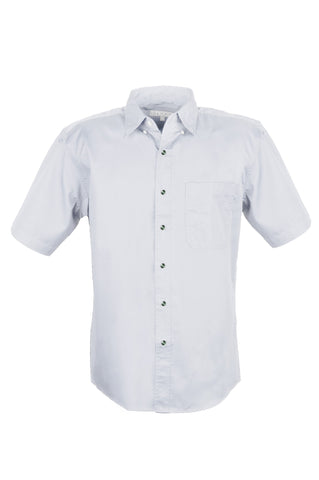 MEN EASY CARE COTTON BLEND DRESS SHIRTS SHORT Sleeve(WHITE) (S-4XL)