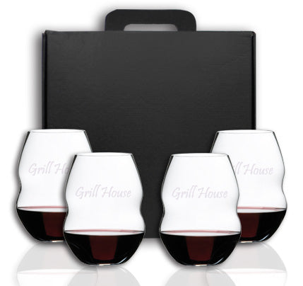 ~ Swirl Red 20.5oz stemless RIEDEL crystal Set of 4 in a Raven gift box