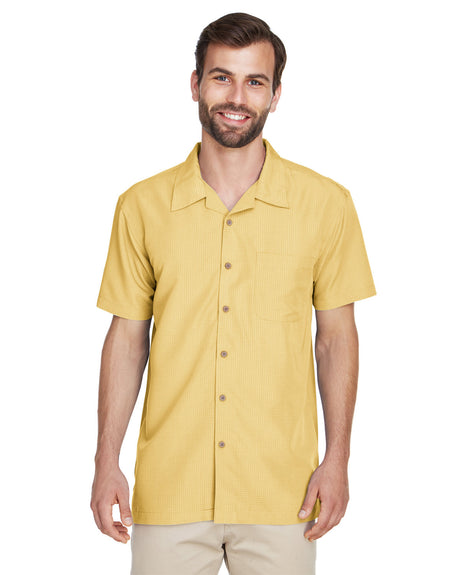 Harriton Men's Barbados Textured Camp Shirt