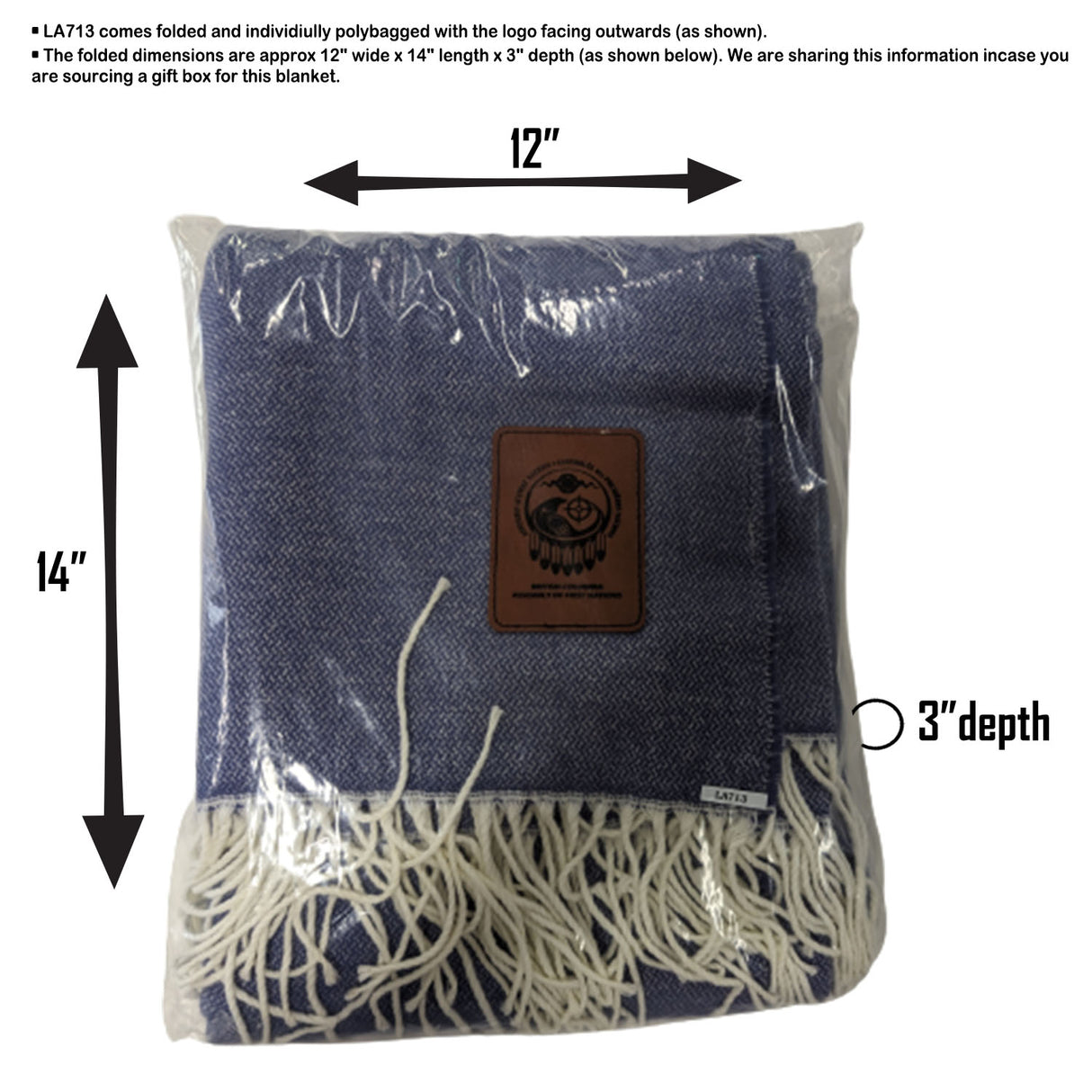 24 Hr Express Ship - Denim Beachy Cottage Blanket, 50x60, with Lasered logo patch, NO SETUP CHARGE