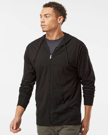 Independent Trading Co. Lightweight Jersey Full-Zip Hooded T-Shirt