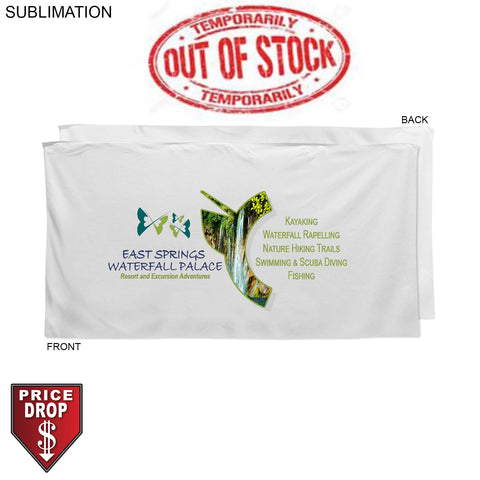 Plush and Soft Velour Terry Cotton Blend White Beach Towel, 35x68, Sublimated Full color Logos