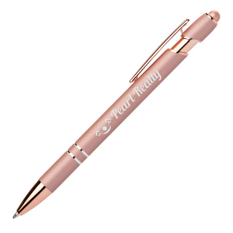 Ellipse Softy Rose Gold Metallic Pen w/ Stylus - Laser
