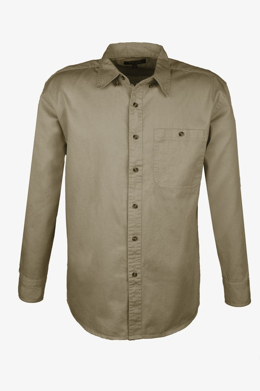 Men's 100% Cotton Twill Long Sleeve Shirt (Beige) (XS-5XL)