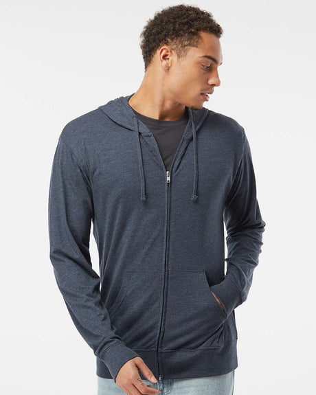 Independent Trading Co. Lightweight Jersey Full-Zip Hooded T-Shirt