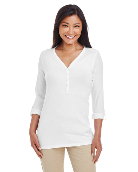 DEVON AND JONES Ladies' Perfect Fit? Y-Placket Convertible Sleeve Knit Top