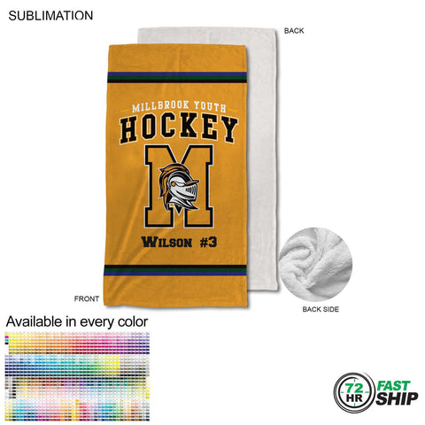 72 Hr Fast Ship - Team Blanket in Plush and cozy Mink Flannel Fleece, 30x60, Stadium size