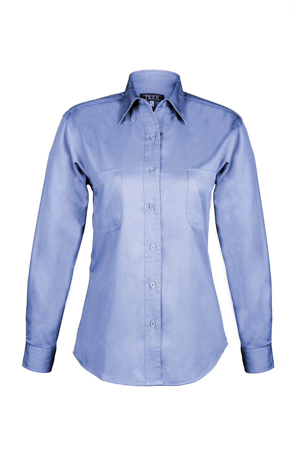 Ladies Cotton Blend Twill Long Sleeve Shirt (Blue) (XS-3XL)