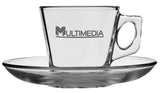 Vela Espresso Set 2.75oz sq handled mug and saucer clear glass