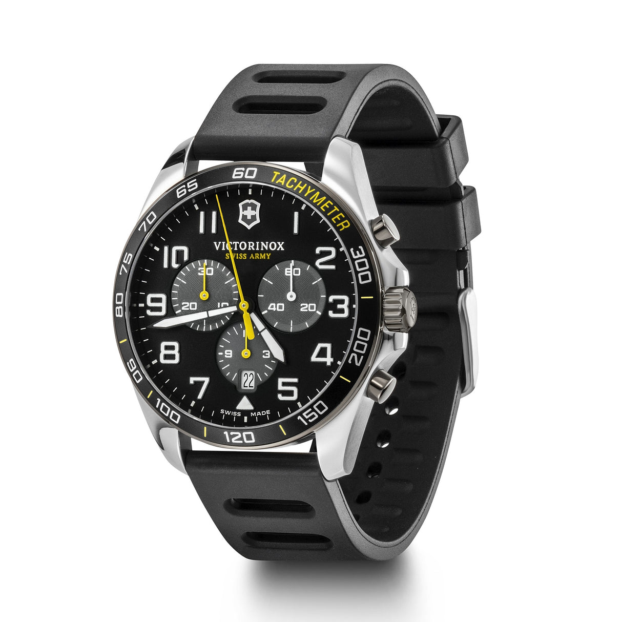 Sport Chrono Black Dial Rubber Strap Watch