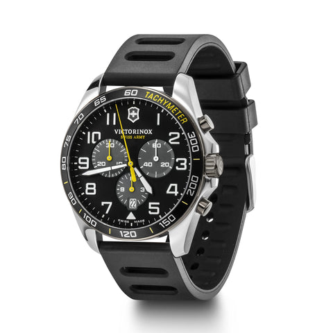 Sport Chrono Black Dial Rubber Strap Watch