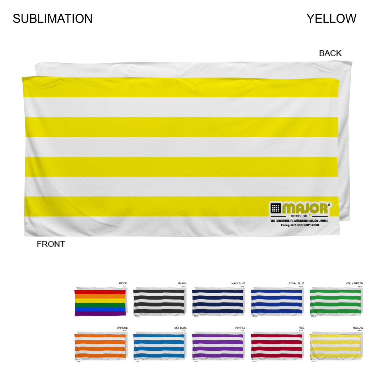24 Hr Express Ship -Cabana Stripe Sublimated, Heaviest Weight, Plush Velour Terry Beach Towel, 30x60