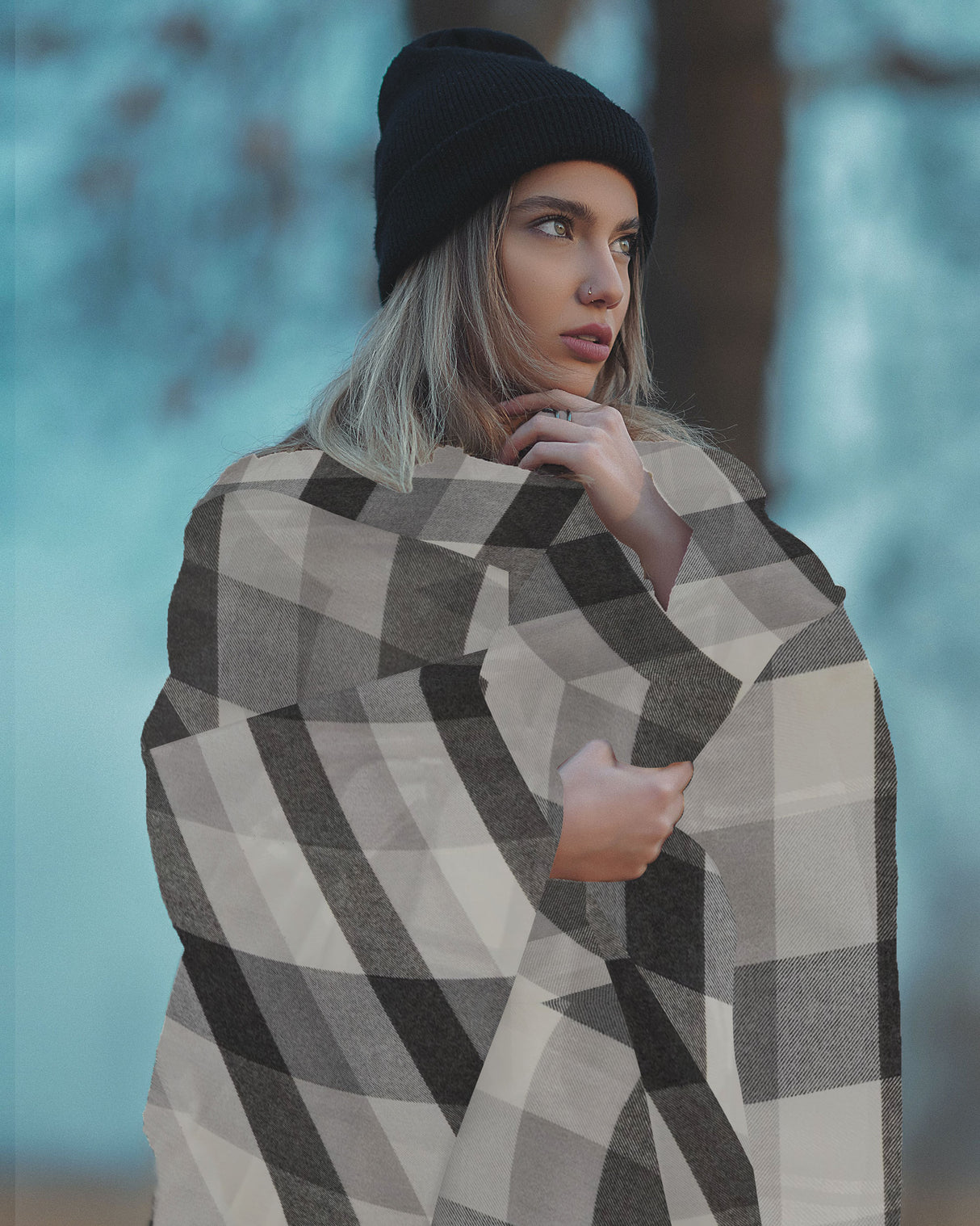 Plaid Wool Blanket, 50x60, Blank Only