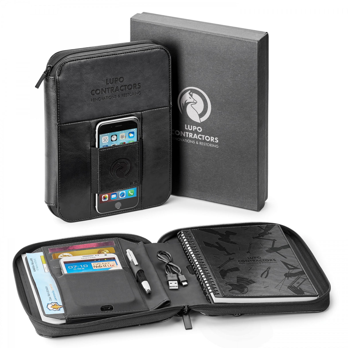 A5 ZIP JOURNAL WITH 5,000 mAh WIRELESS CHARGING POWER BANK INCLUDES UL CERTIFIED BATTERY