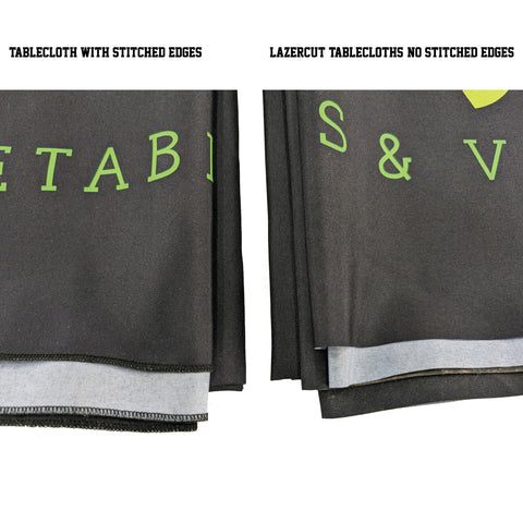 8' LazerCut 3-Sided PREMIUM Sublimated Tablecloth, Drape Style, Open Back