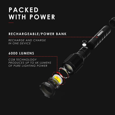 Rechargeable 6K Lumen Flashlight