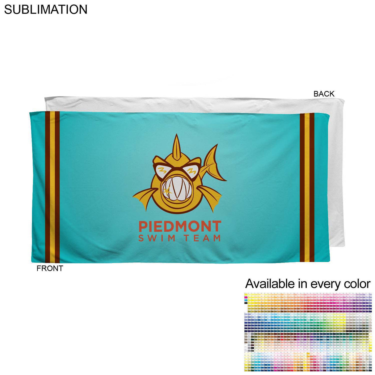 Swim Towel in Plush and Soft Velour Terry Cotton Blend, 24x48, Sublimated Edge to Edge