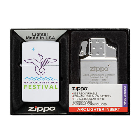 Matte Zippo® Lighter & Rechargeable Electric Lighter Insert Gift Set