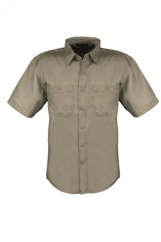 Men's Cotton Blend Twill Short Sleeve Shirt Tall (Beige) (LT-3XLT)