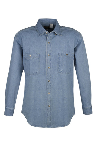 Men's Heavy weight Long Sleeve White Top Stitch Denim Shirt Tall (LT-3XLT)