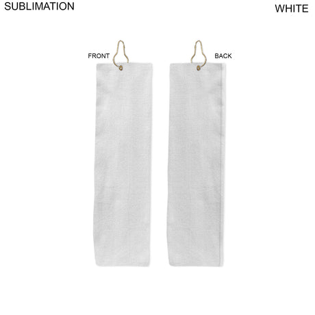 Plush Velour Terry Cotton blend Golf Towel, Trifold Grommet and Hook, Sublimated